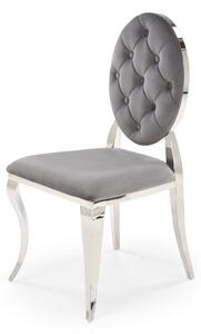 Sedia K555 velluto grigio velluto Blu14/argento