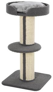 PawHut Tiragraffi a forma di albero con piattaforma, sisal e peluche, grigio
