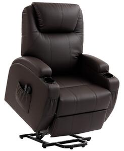 HOMCOM Poltrona Relax con funzione alzapersona, incl. telecomando, portabicchieri, schienale regolabile, Marrone | Aosom Italy