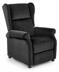 Poltrona reclinabile Agustin 2 in velluto nero - H107 cm