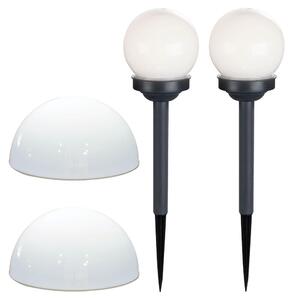 Set da 4 lampade da esterno a LED a energia solare a forma di sfera e semisfera