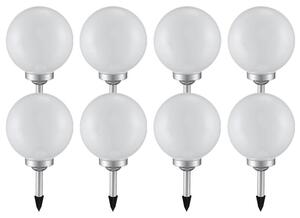 Lampada solare a 8 LED, forma sferica bianca, diametro 20 cm, altezza 62 cm