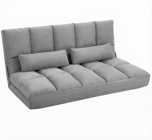 HOMCOM Divano da Terra Pieghevole a Lettino, Schienale Reclinabile su 7 Livelli e Cuscini, 130x73x60cm Grigio Chiaro|Aosom