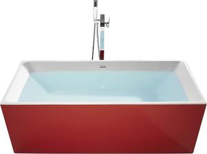 BELIANI Vasca da bagno rettangolare freestanding moderna in acrilico nero con illuminazione LED e getti