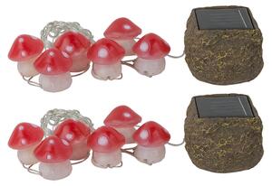 Ghirlande luminose a energia solare, 12 funghi velenosi a LED, bianco-rosso