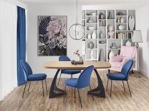 Veldon L160-200 cm + 4 sedie K443 in velluto blu marino K443