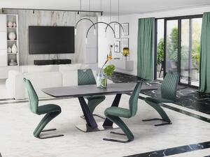 Set di tavoli allungabili Fangor L160-220 cm + 4 sedie K442 verde velluto