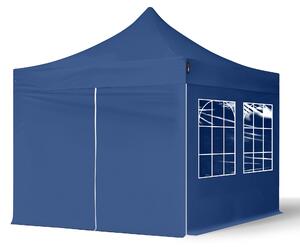 TOOLPORT 3x3m gazebo pieghevole con laterali (finestre), ECONOMY acciaio, blu scuro