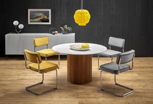 Set tavolo rotondo Bruno + 2 sedie K510 grigio + 2 sedie K510 senape