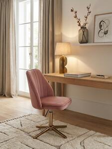 Sedia da scrivania Rosa Samt Design Sedia girevole con schienale, sedia a guscio 120 kg Regolabile in altezza, sedia da lavoro senza rotelle, sedia da scrivania Home Office Girevole