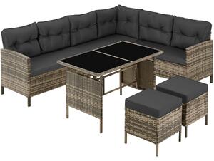 Tectake® Rattan Lounge Barletta per 6-8 persone resistente