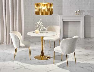 Set tavolo rotondo Casemiro + 3 sedie K474 colore crema/oro