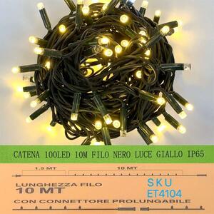 Catena Luminosa di Luci Led IP65 10 Metri Con 100 Led Filo Nero Luc