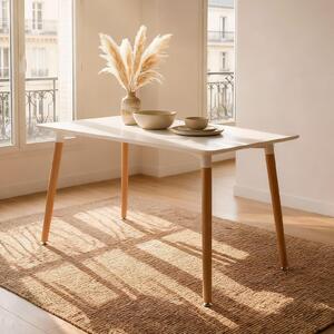 Tavolo da pranzo SHANNON, 120 x 70 cm, bianco - tavolo rettangolare per sala da pranzo in MDF laccato, ideale per cucina e zona pranzo, di ispirazione scandinava con gambe in legno di faggio