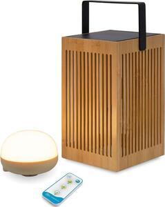 Lampada da tavolo LED da esterno portatile a batteria in legno metallo IP54 alta 24 cm 2700 K 900 lm telecomando dimmer lampada da tavolo da esterno