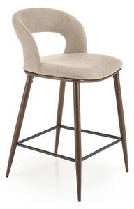 Sgabello da bar imbottito H-114 in beige/noce