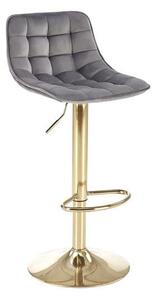 Sgabello da bar H-120 in velluto grigio/oro