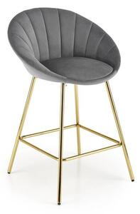 Sgabello da bar H-112 in velluto grigio