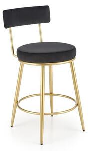 Sgabello da bar imbottito H-115 in velluto nero