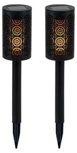 Set di 2 luci LED per esterni, torcia solare, nero, D 6,6 cm