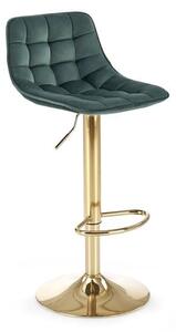 Sgabello da bar H-120 in velluto verde/oro