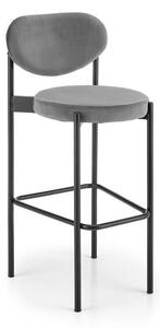 Sgabello da bar H-108 in grigio velluto