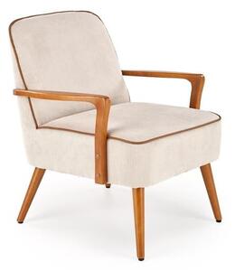 Poltrona Pastore in tessuto beige chiaro/noce chiaro - H76 cm