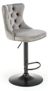 Sgabello da bar H-117 in velluto grigio