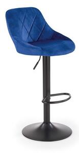 Sgabello da bar H-101 in velluto blu navy