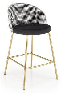 Sgabello da bar imbottito H-113 in bianco/nero