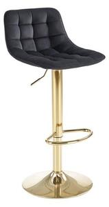 Sgabello da bar H-120 in velluto nero/oro