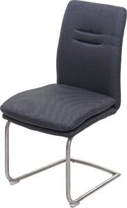 Sedia da sala da pranzo | A x L x P 92 x 47 x 57 cm | Altezza seduta 49 cm | Tessuto/tessuto Acciaio inossidabile spazzolato | Grigio scuro | Sedia da cucina Sedia a sbalzo Sedia con schienale