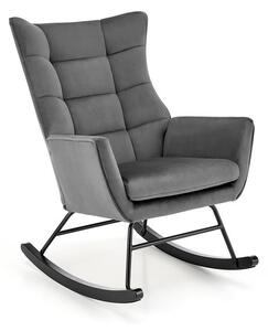 Poltrona a dondolo Bazalto in velluto grigio - H92 cm