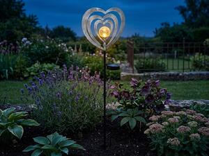 Lampada solare a LED a forma di cuore, colore argento, altezza 82 cm