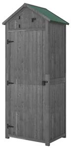 Outsunny Armadio da giardino con ripiani, tetto in asfalto, legno, grigio