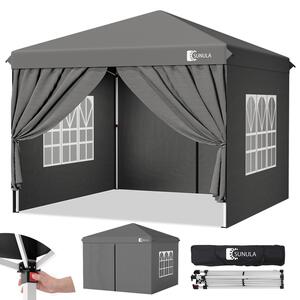 Gazebo pieghevole Sunula 3x3 da giardino con 4 sezioni laterali impermeabili, grigio