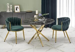Tavolo rotondo Raymond 2 effetto marmo nero/oro ø100/h73 cm