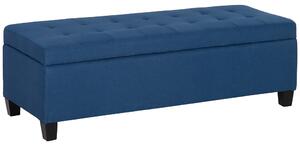 HOMCOM Banco portaoggetti 94,5L panca fine letto in tessuto effetto lino e gambe in legno, 125 x 49 x 41,5 cm, blu | Aosom Italy