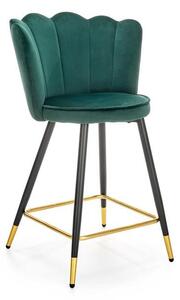 Sgabello da bar H-106 in velluto verde