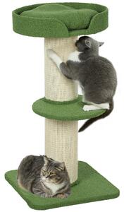 PawHut Albero per Gatti 91cm Albero Gioco con Letto per Gatti, Piattaforma Lana d'Agnello Verde | Aosom Italy
