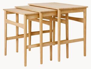 Set di 3 tavolini in legno di quercia CH004