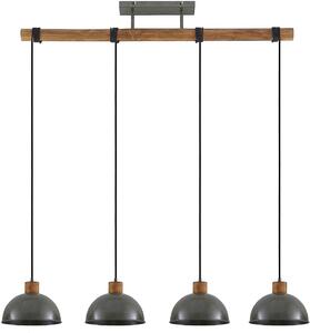 Lindby lampada a sospensione Durbis, 116 cm, 4 luci, grigio, legno, E27