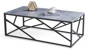 Tavolino da caffè rettangolare Universe 2 effetto marmo grigio/nero - L120 cm
