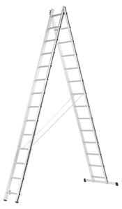 Scala multiuso Hymer Alu Pro, a due sezioni, 2x14 pioli, lunghezza 3,95 / 6,75 m, altezza di lavoro 5,06 / 7,56 m, peso 15,5 kg