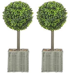 HOMCOM Set di 2 piante artificiali, Alberi artificiali resistenti ai raggi UV in vaso, adatti per interni ed esterni, in plastica e cemento, Verde | Aosom Italy