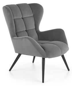 Poltrona Tyrion in velluto grigio - H91 cm