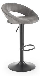 Sgabello da bar H-102 in velluto grigio