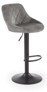 Sgabello da bar H-101 in velluto grigio