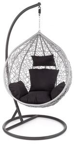 Poltrona sospesa Eggy in rattan grigio/nero - H195 cm