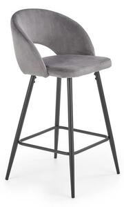 Sgabello da bar H-96 in velluto grigio- H89 cm